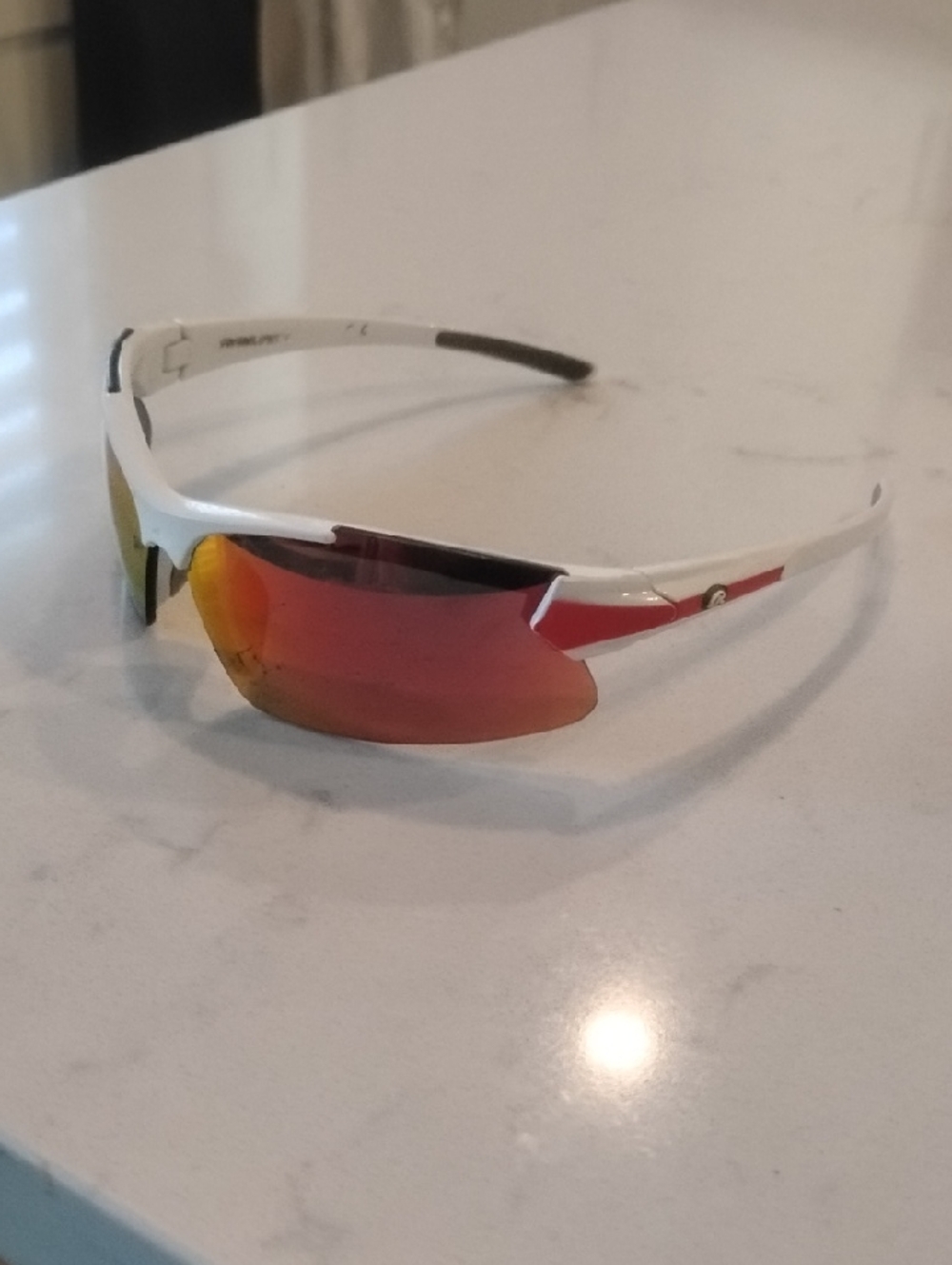 Rawlings White and Red Sunglasses with Red-Orange Mirrored Lens